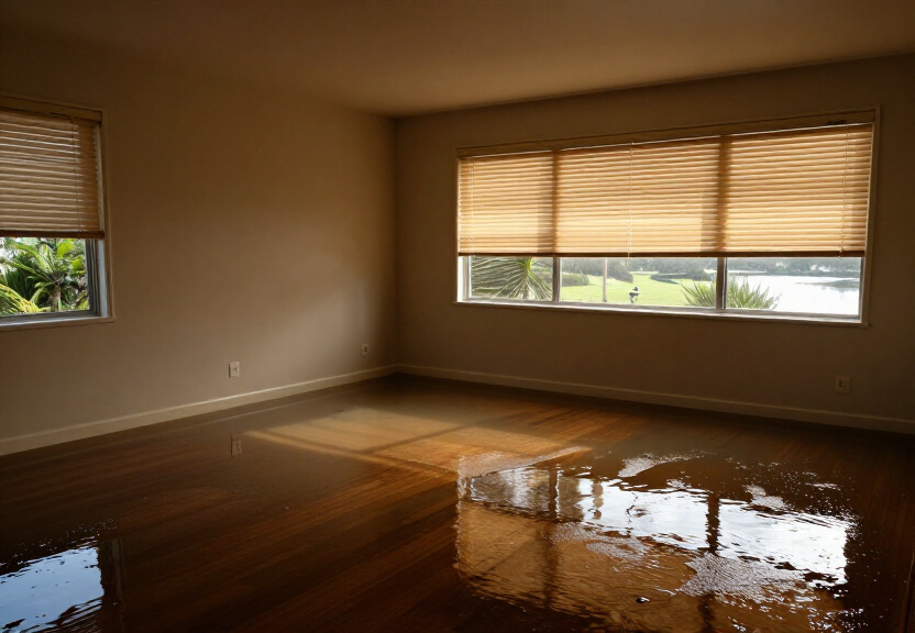 Waterlogged office space in Eastwood before drying